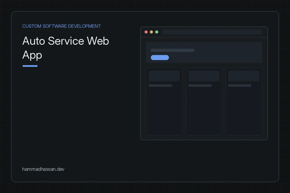Auto Service Web App, service booking preview card