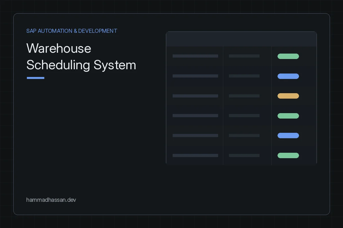 Warehouse Scheduling System, schedule view preview card